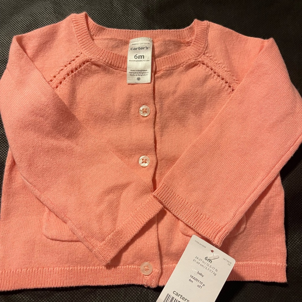 Carter's Coral Button-Up Baby Sweater